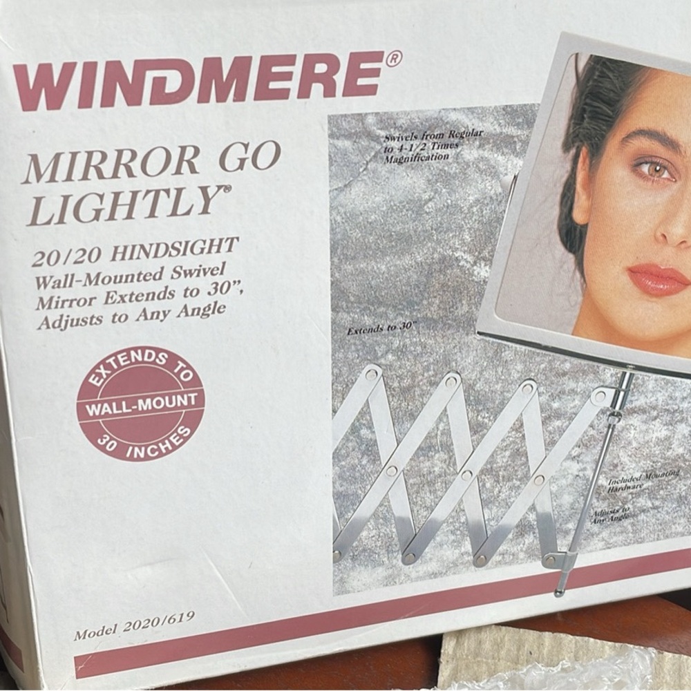 😍 VINTAGE NEW IN BOX magnifying mirror 30” scissor extension wall connector